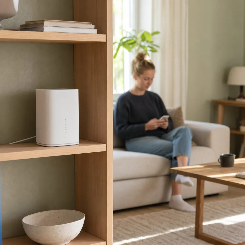 Fello-router för mobilt bredband uppkopplad i vardagsrum
