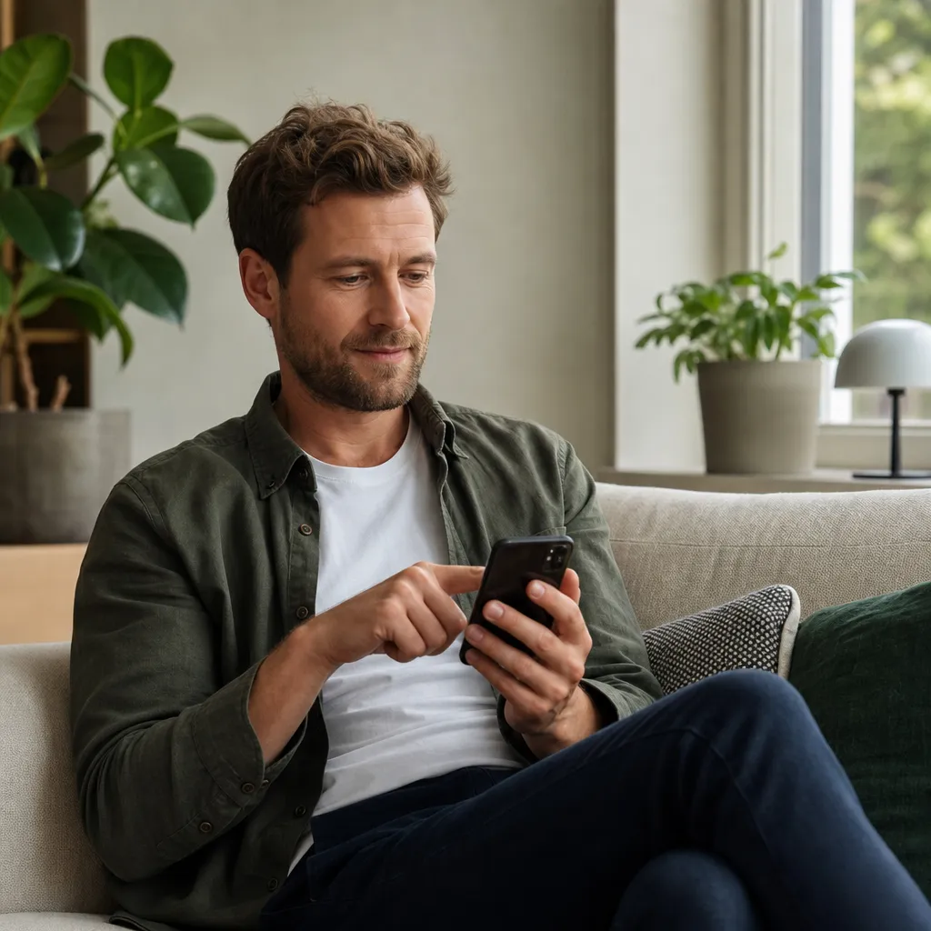Person skannar en QR-kod med mobilkameran för att aktivera eSIM hos Tele2