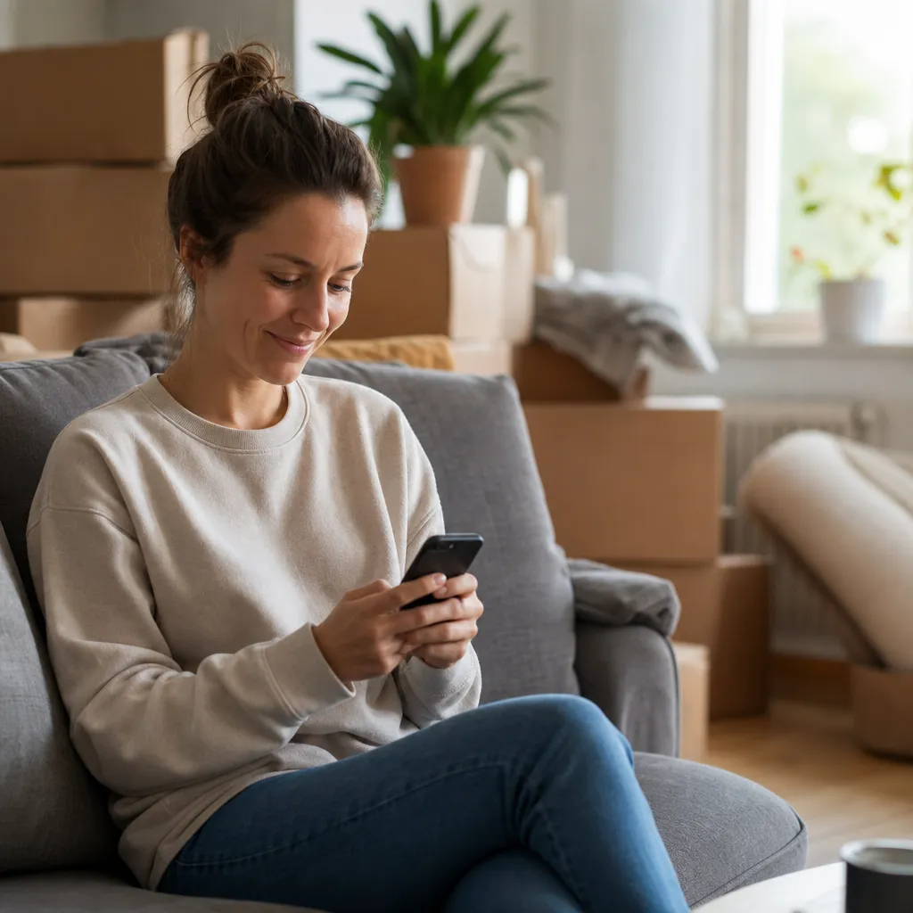 Person avslutar sitt Halebop-abonnemang i mobilen inför flytten till Telia